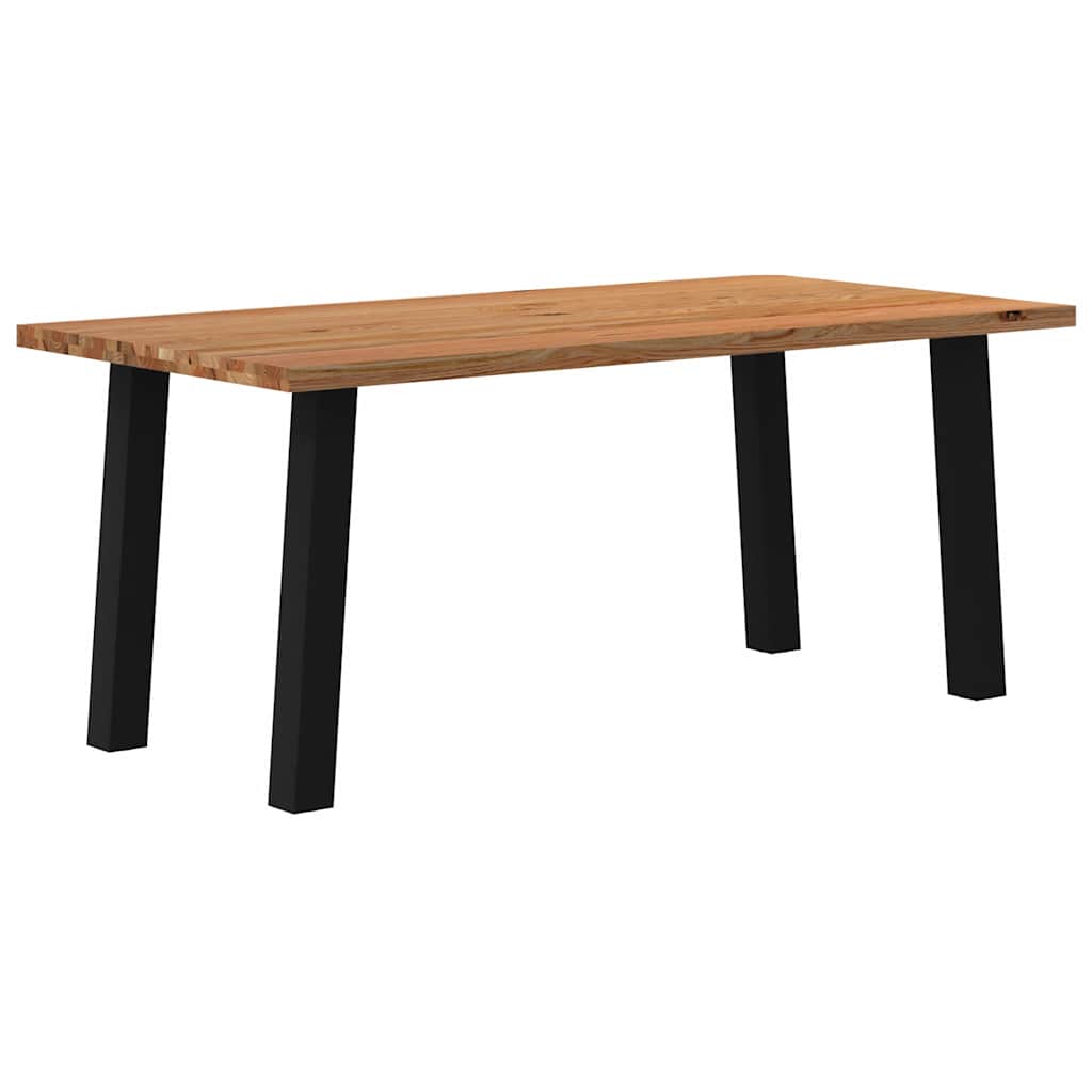 Eettafel Rechthoekig 180X120X74 Cm Massief Eikenhout Lichtbruin Zwart