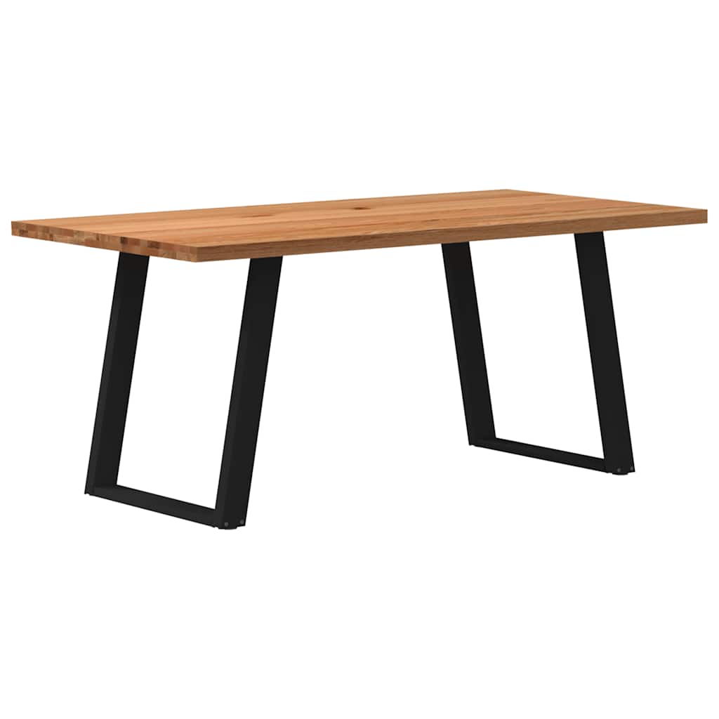 Eettafel Rechthoekig 180X120X74 Cm Massief Eikenhout Lichtbruin Zwart