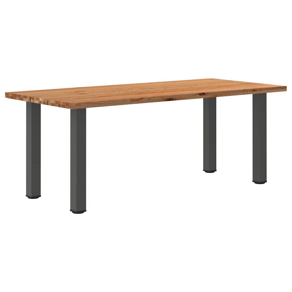 Eettafel Rechthoekig 180X120X74 Cm Massief Eikenhout Lichtbruin Antraciet