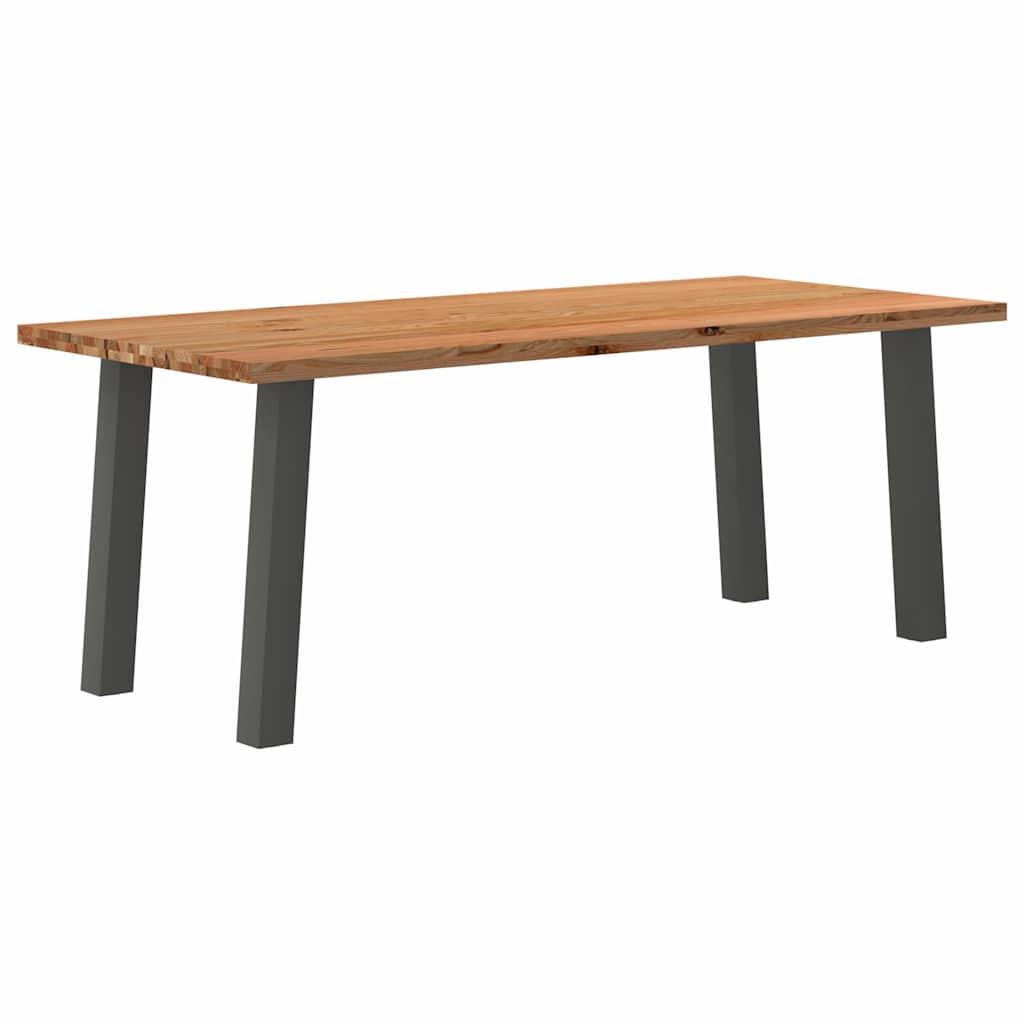 Eettafel Rechthoekig 180X120X74 Cm Massief Eikenhout Lichtbruin Antraciet