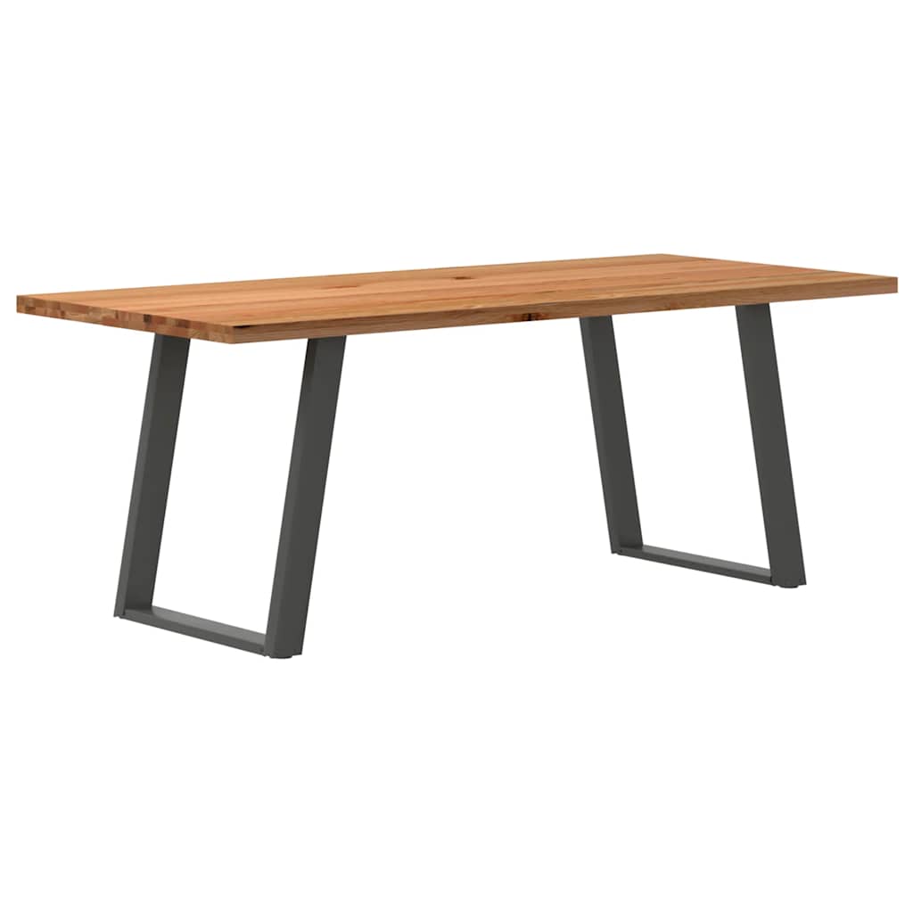 Eettafel Rechthoekig 180X120X74 Cm Massief Eikenhout Lichtbruin Antraciet