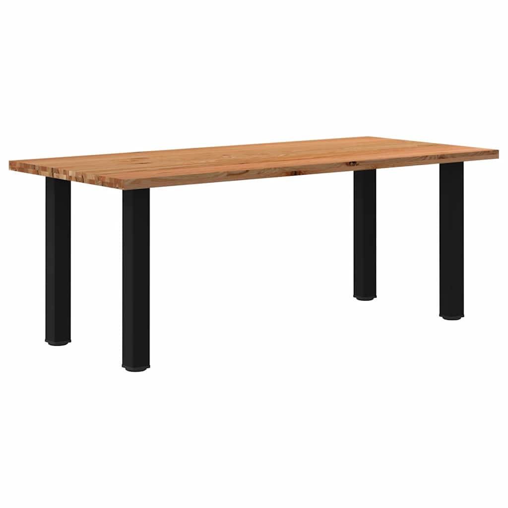 Eettafel Rechthoekig 180X120X74 Cm Massief Eikenhout Lichtbruin Zwart