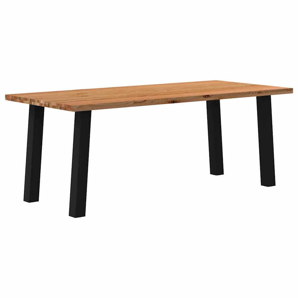 Eettafel Rechthoekig 180X120X74 Cm Massief Eikenhout Lichtbruin Zwart