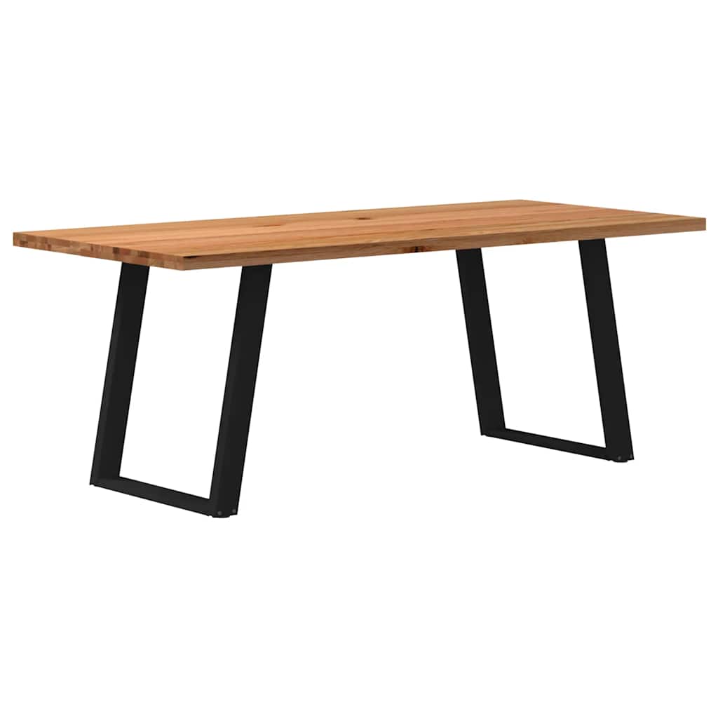 Eettafel Rechthoekig 180X120X74 Cm Massief Eikenhout Lichtbruin Zwart
