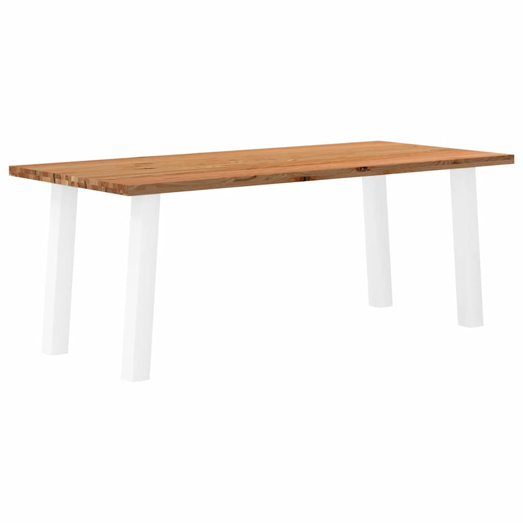 Eettafel Rechthoekig 180X120X74 Cm Massief Eikenhout Lichtbruin Wit