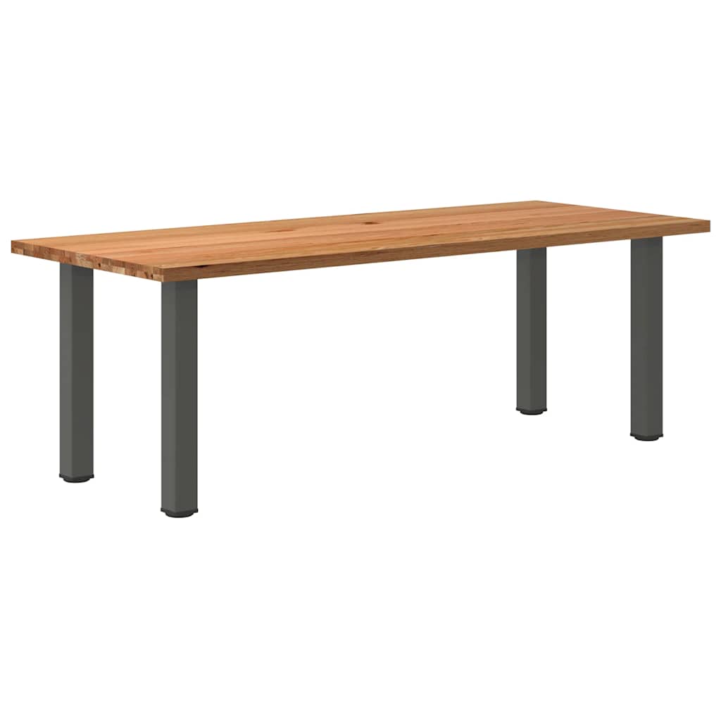 Eettafel Rechthoekig 180X120X74 Cm Massief Eikenhout Lichtbruin Antraciet