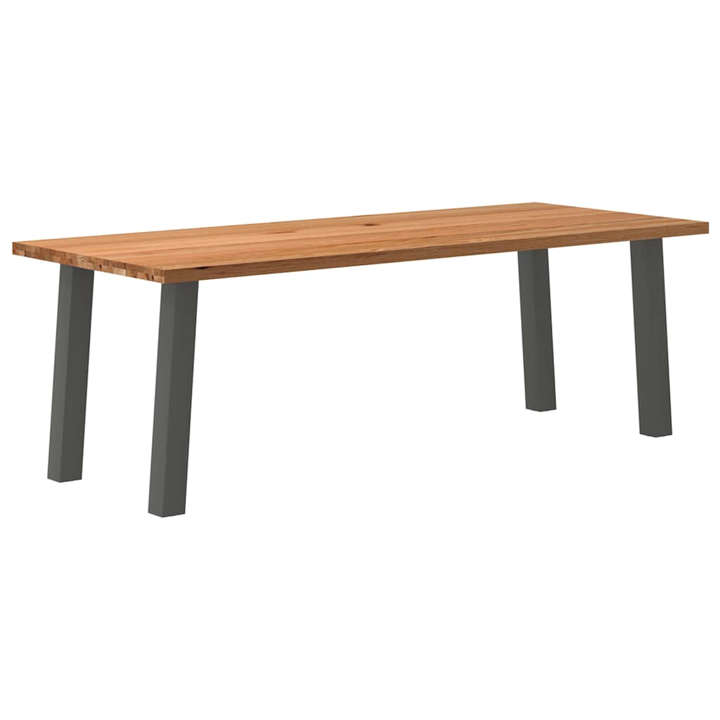 Eettafel Rechthoekig 180X120X74 Cm Massief Eikenhout Lichtbruin Antraciet