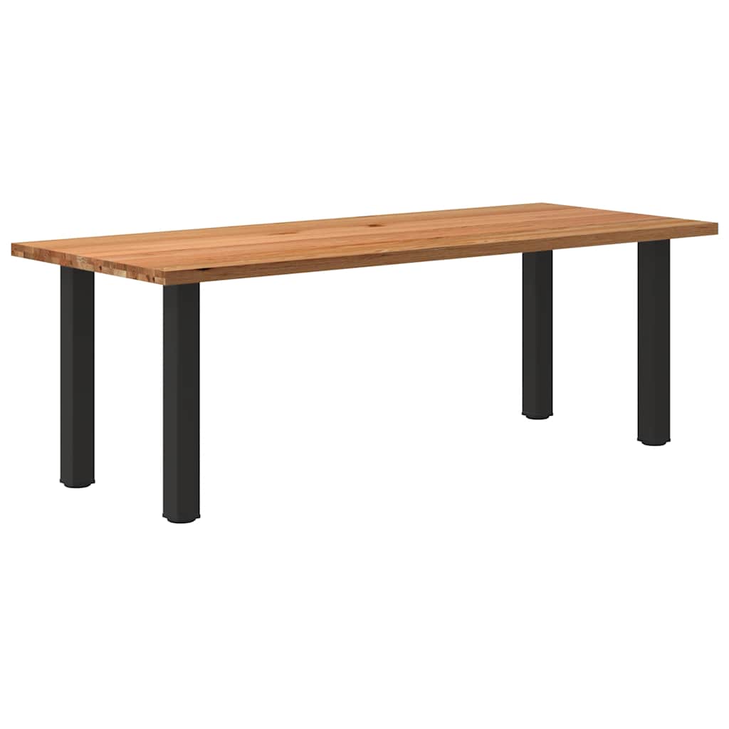 Eettafel Rechthoekig 180X120X74 Cm Massief Eikenhout Lichtbruin Zwart