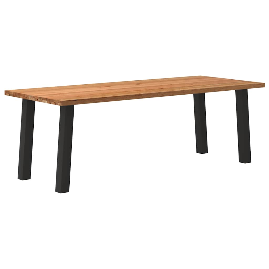 Eettafel Rechthoekig 180X120X74 Cm Massief Eikenhout Lichtbruin Zwart