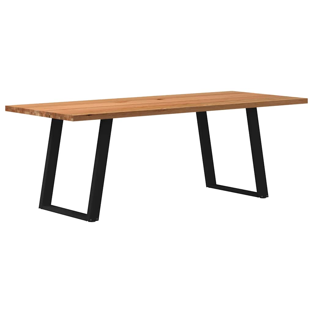 Eettafel Rechthoekig 180X120X74 Cm Massief Eikenhout Lichtbruin Zwart