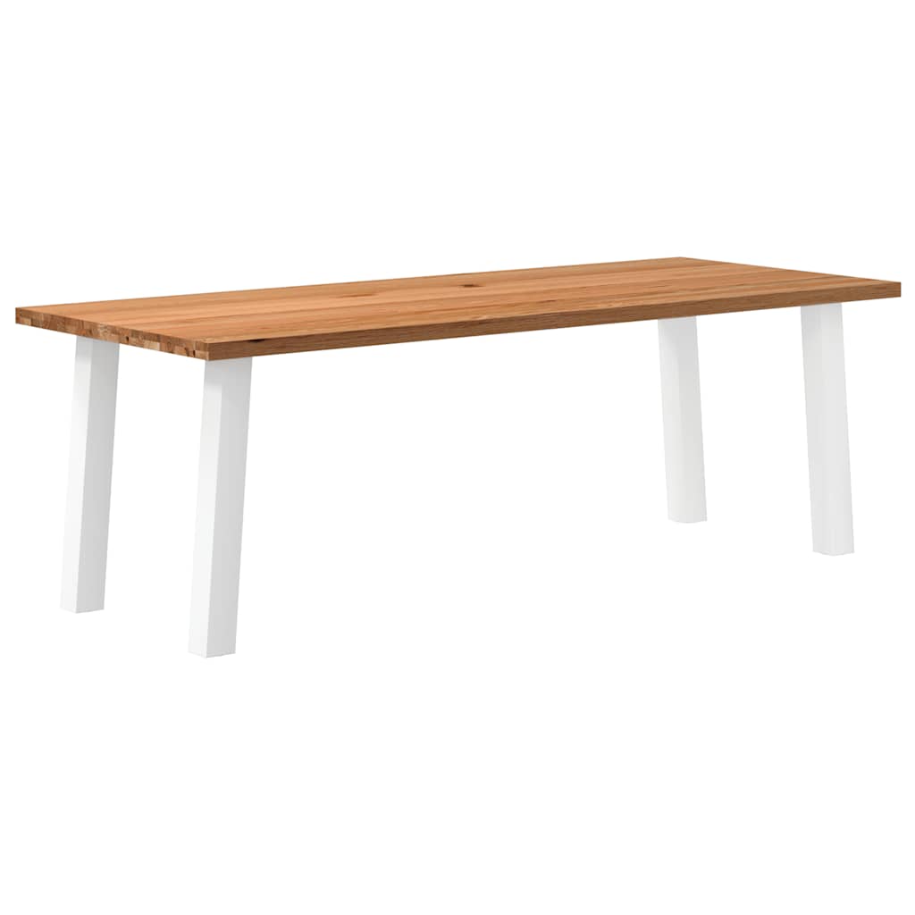 Eettafel Rechthoekig 180X120X74 Cm Massief Eikenhout Lichtbruin Wit