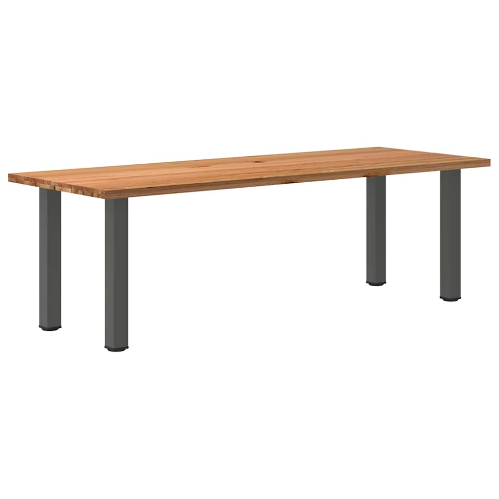 Eettafel Rechthoekig 180X120X74 Cm Massief Eikenhout Lichtbruin Antraciet