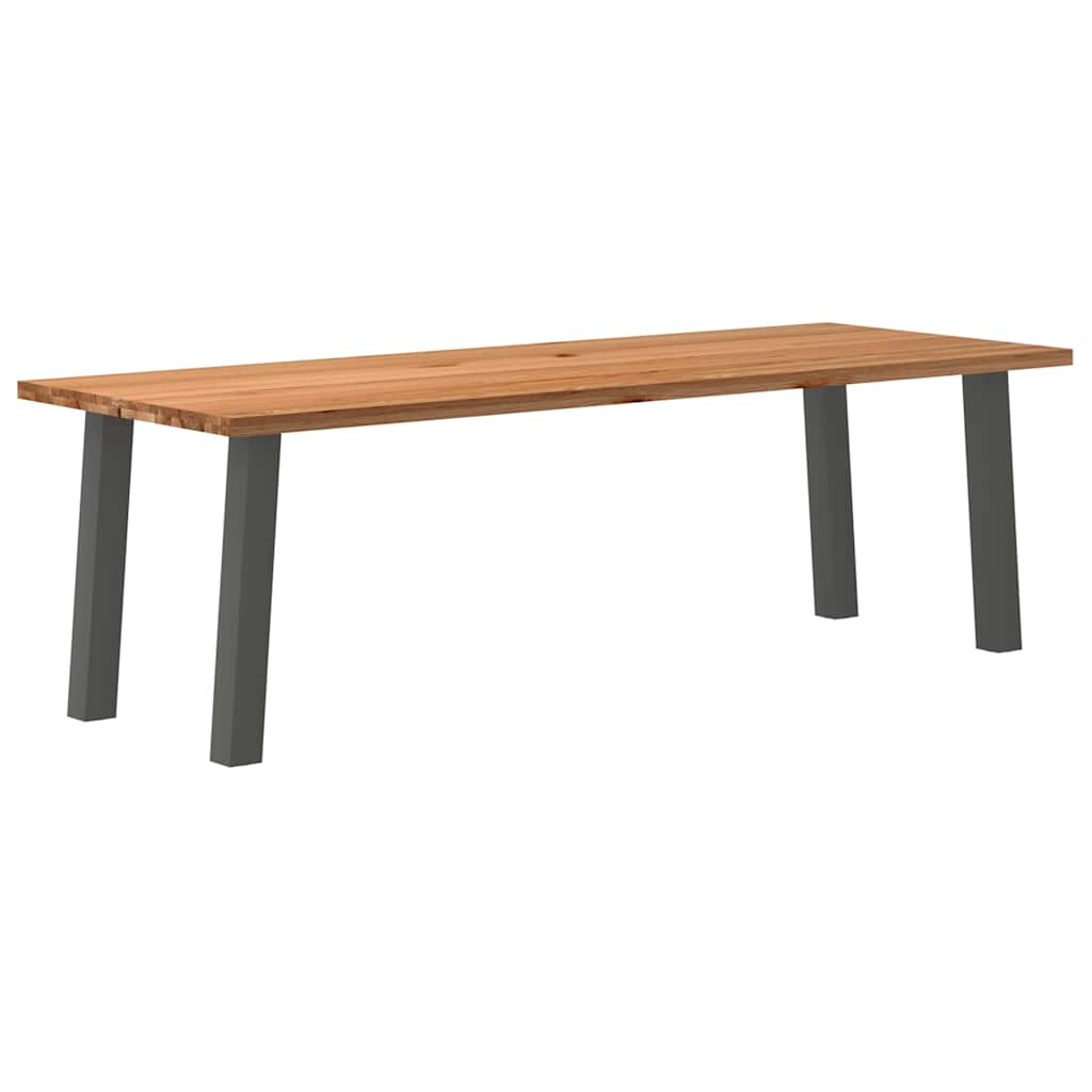 Eettafel Rechthoekig 180X120X74 Cm Massief Eikenhout Lichtbruin Antraciet