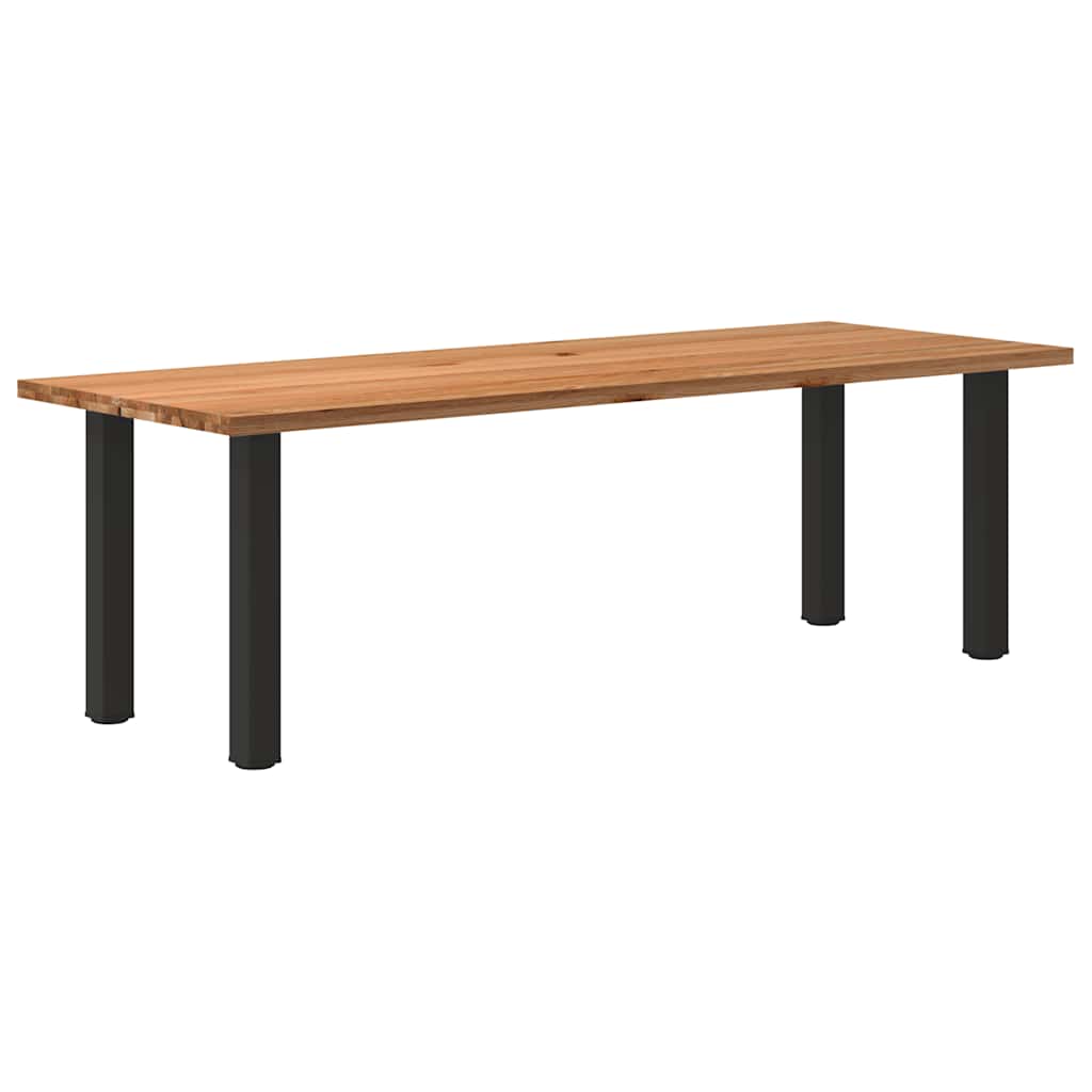 Eettafel Rechthoekig 180X120X74 Cm Massief Eikenhout Lichtbruin Zwart