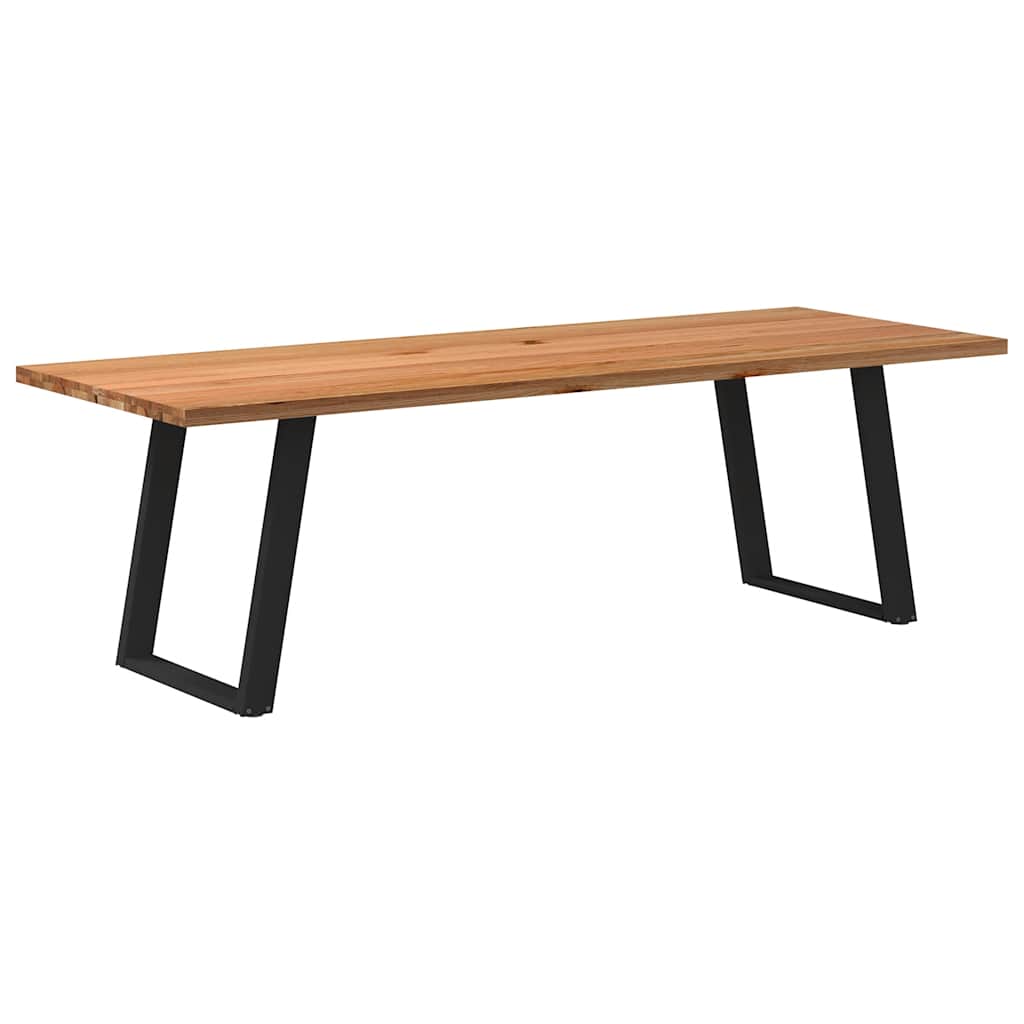 Eettafel Rechthoekig 180X120X74 Cm Massief Eikenhout Lichtbruin Zwart
