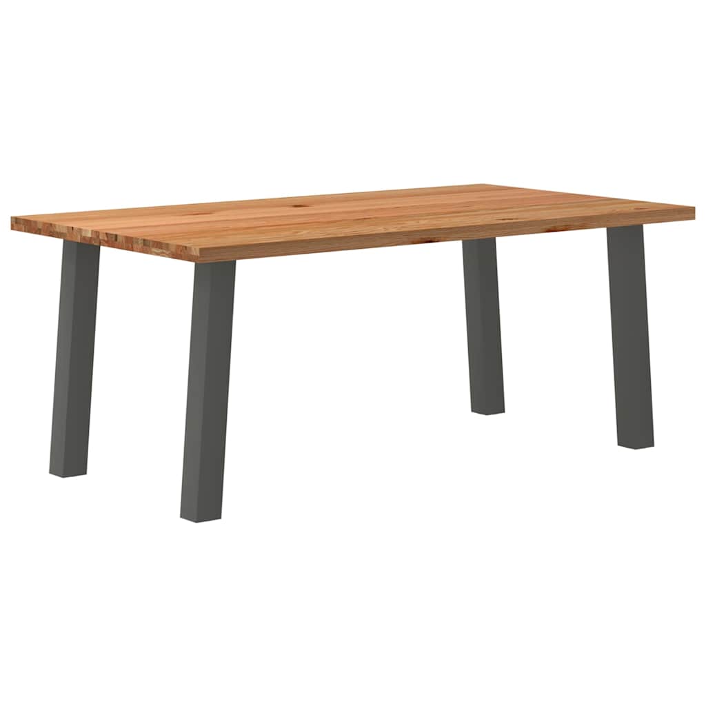 Eettafel Rechthoekig 180X120X74 Cm Massief Eikenhout Lichtbruin Antraciet