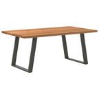 Eettafel Rechthoekig 180X120X74 Cm Massief Eikenhout Lichtbruin Antraciet