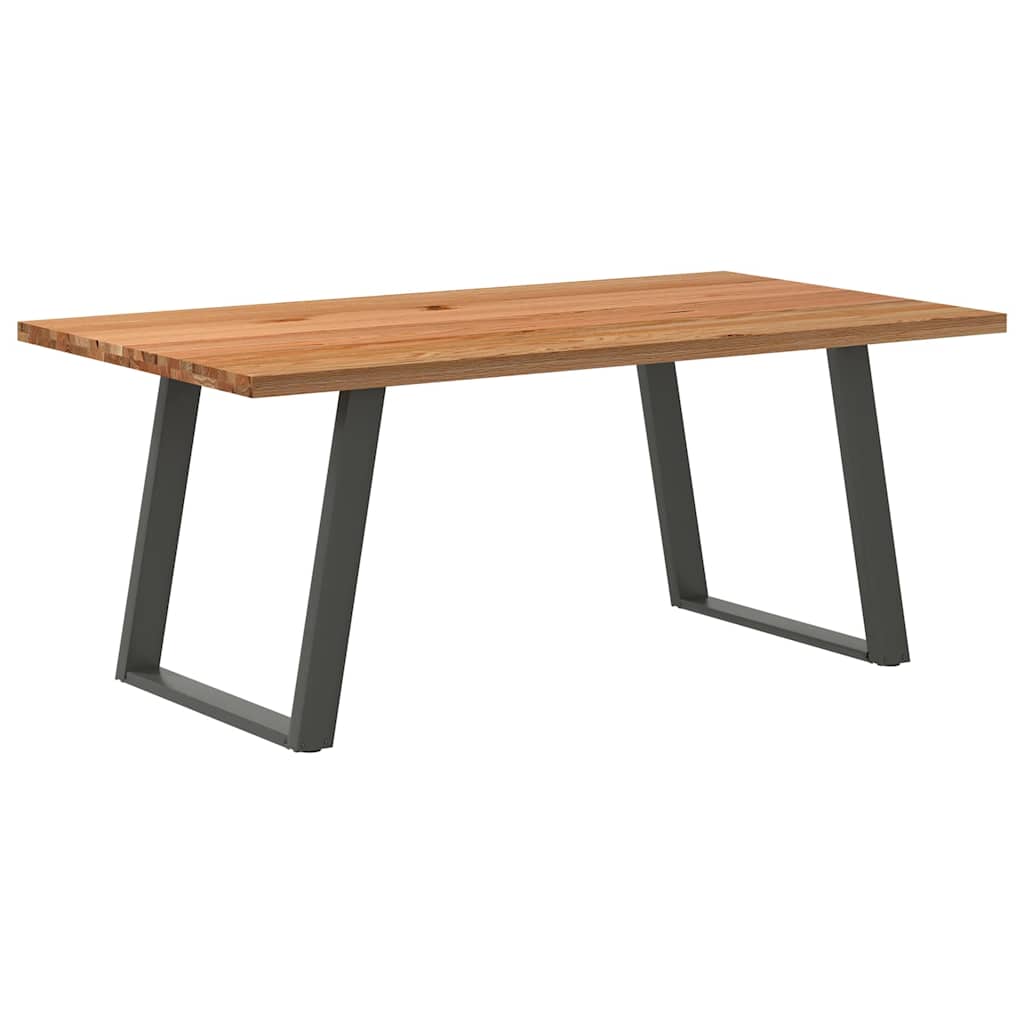 Eettafel Rechthoekig 180X120X74 Cm Massief Eikenhout Lichtbruin Antraciet