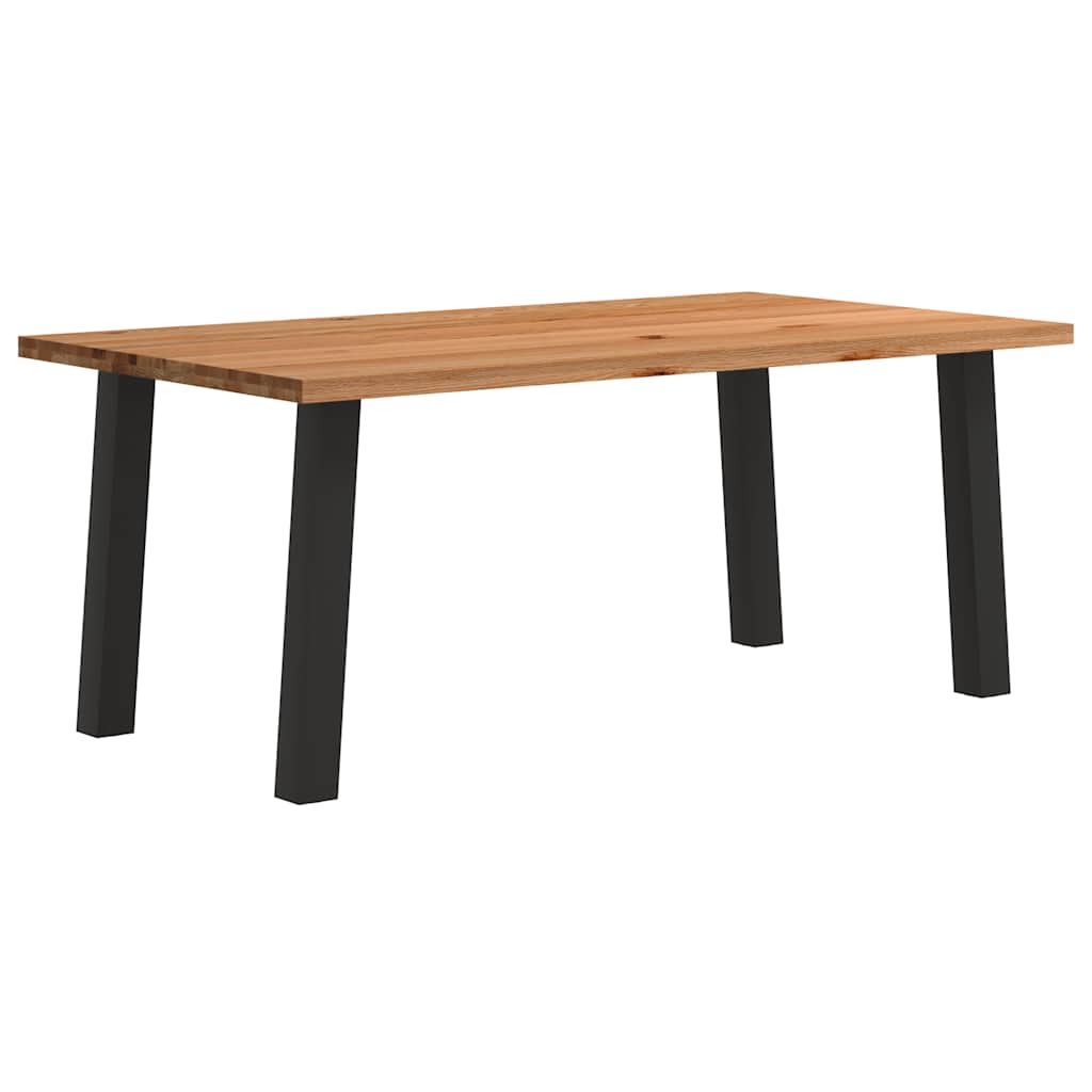 Eettafel Rechthoekig 180X120X74 Cm Massief Eikenhout Lichtbruin Zwart