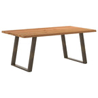 Eettafel Met Levende Rand 180X120X74 Cm Massief Eikenhout Rechthoekig Naturel