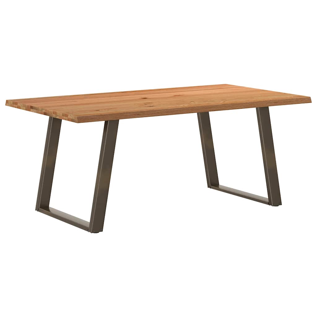 Eettafel Met Levende Rand 180X120X74 Cm Massief Eikenhout Rechthoekig Naturel