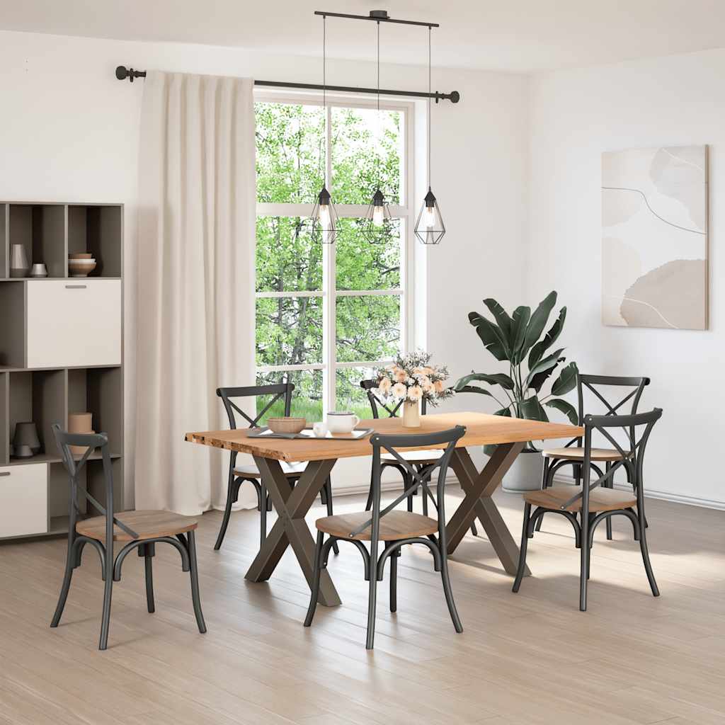 Eettafel Rechthoekig Massief Eikenhout Lichtbruin