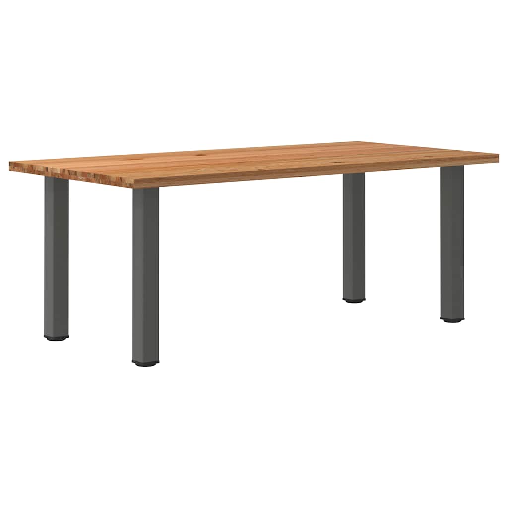 Eettafel Rechthoekig 180X120X74 Cm Massief Eikenhout Lichtbruin Antraciet