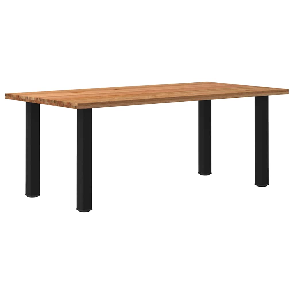 Eettafel Rechthoekig 180X120X74 Cm Massief Eikenhout Lichtbruin Zwart