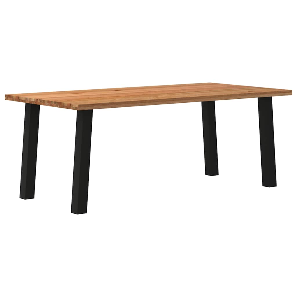 Eettafel Rechthoekig 180X120X74 Cm Massief Eikenhout Lichtbruin Zwart