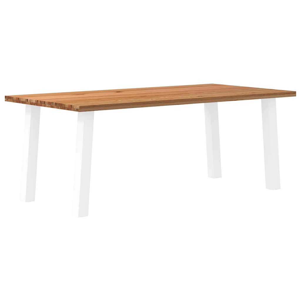 Eettafel Rechthoekig 180X120X74 Cm Massief Eikenhout Lichtbruin Wit
