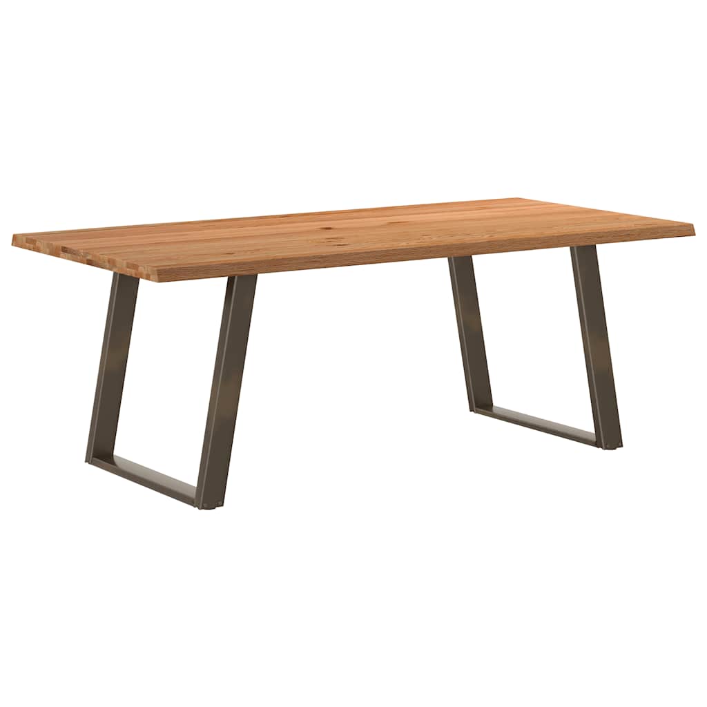 Eettafel Met Levende Rand 180X120X74 Cm Massief Eikenhout Rechthoekig Naturel