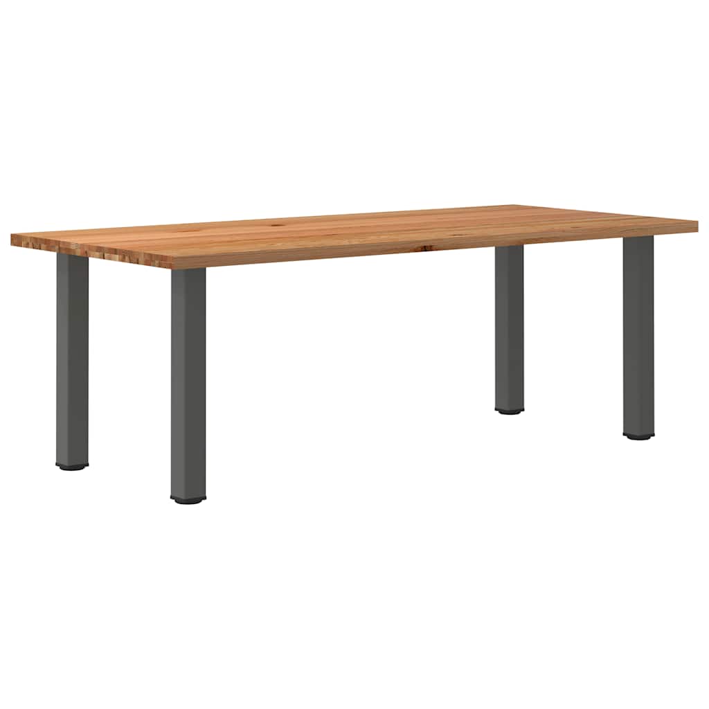 Eettafel Rechthoekig 180X120X74 Cm Massief Eikenhout Lichtbruin Antraciet