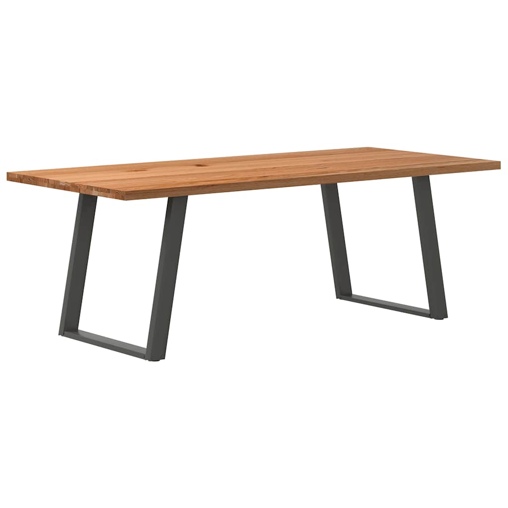 Eettafel Rechthoekig 180X120X74 Cm Massief Eikenhout Lichtbruin Antraciet