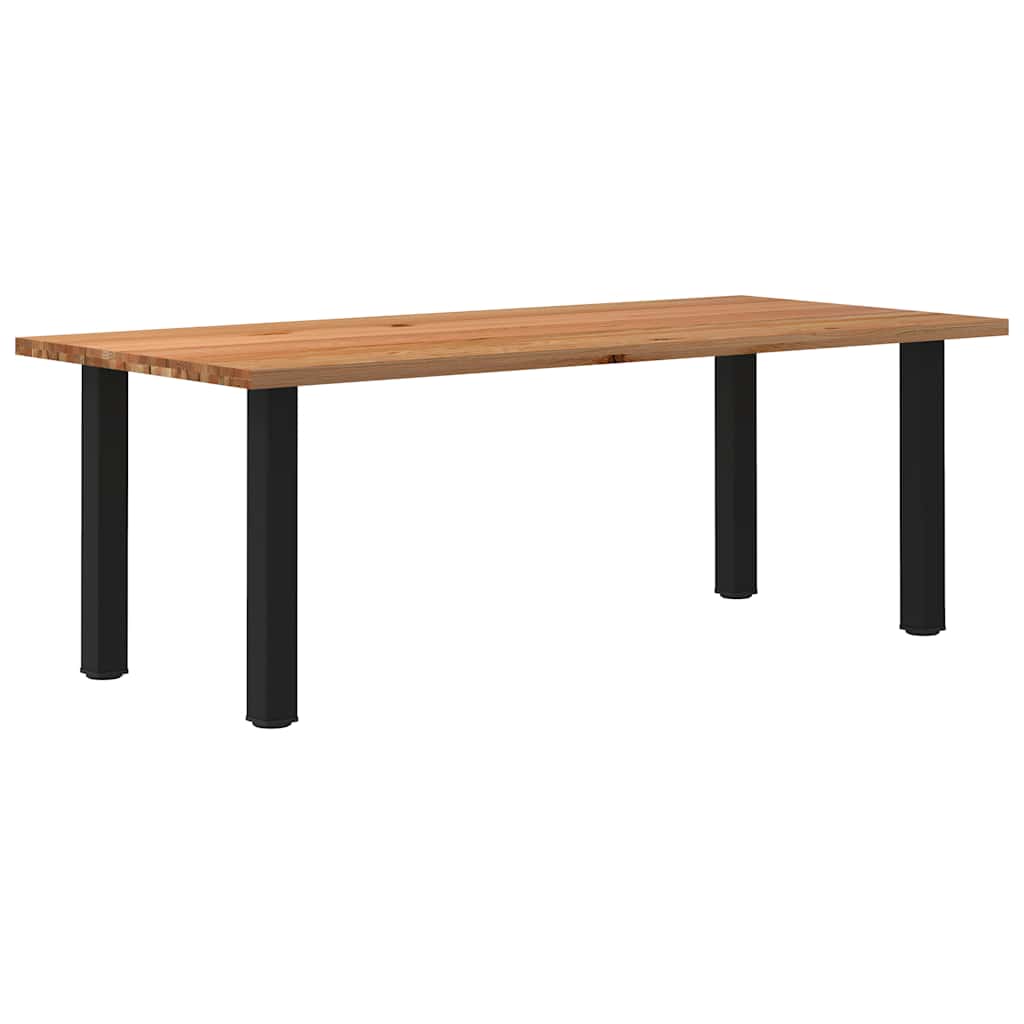 Eettafel Rechthoekig 180X120X74 Cm Massief Eikenhout Lichtbruin Zwart