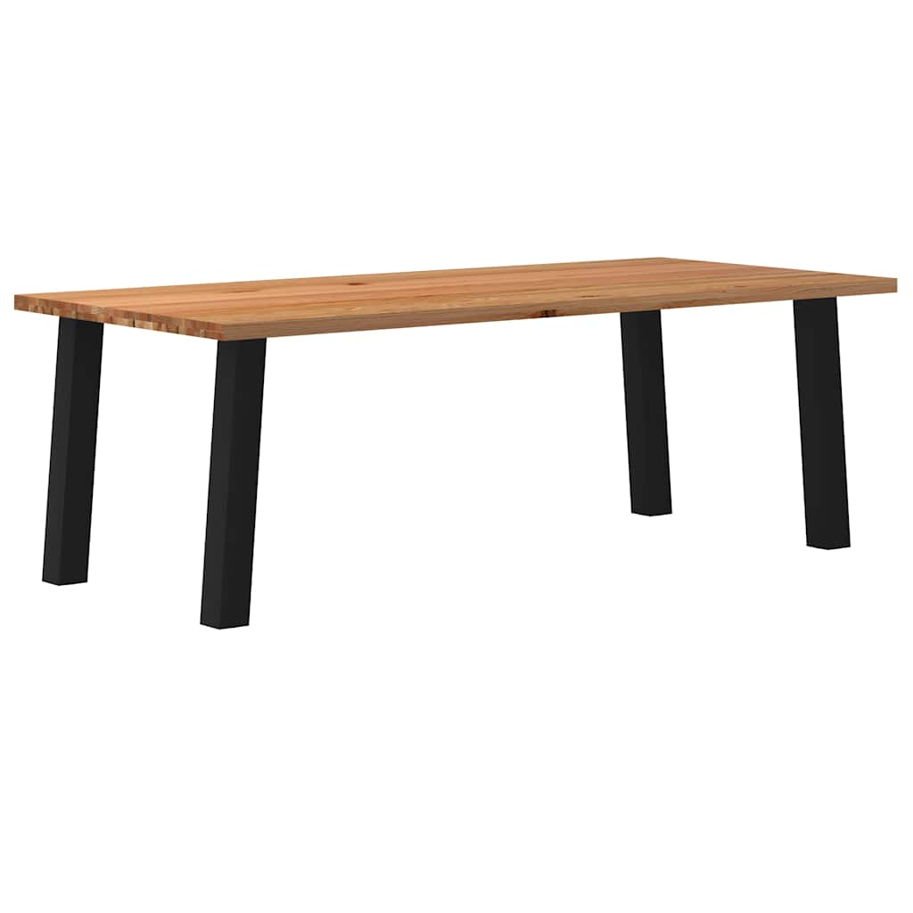 Eettafel Rechthoekig 180X120X74 Cm Massief Eikenhout Lichtbruin Zwart