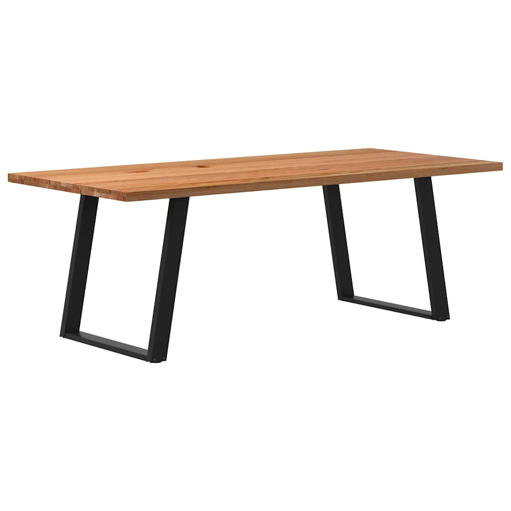 Eettafel Rechthoekig 180X120X74 Cm Massief Eikenhout Lichtbruin Zwart