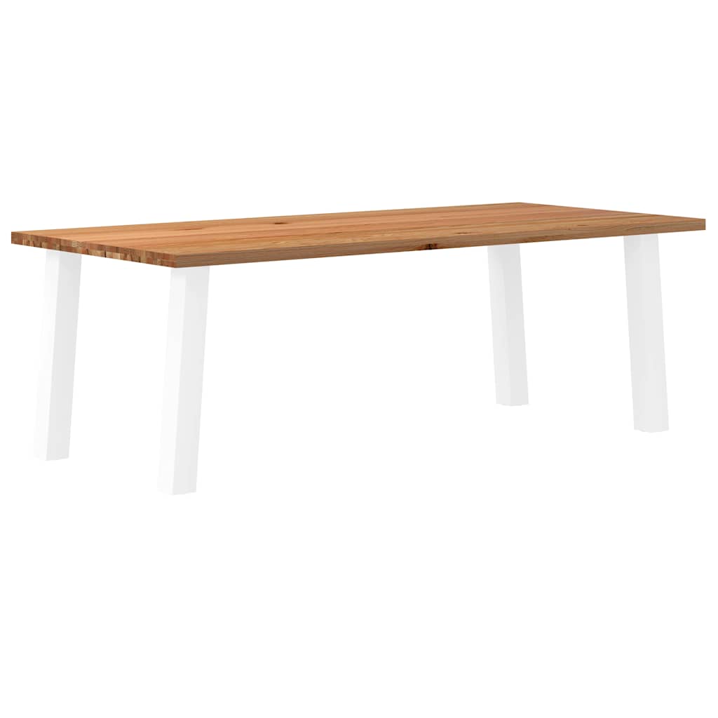 Eettafel Rechthoekig 180X120X74 Cm Massief Eikenhout Lichtbruin Wit