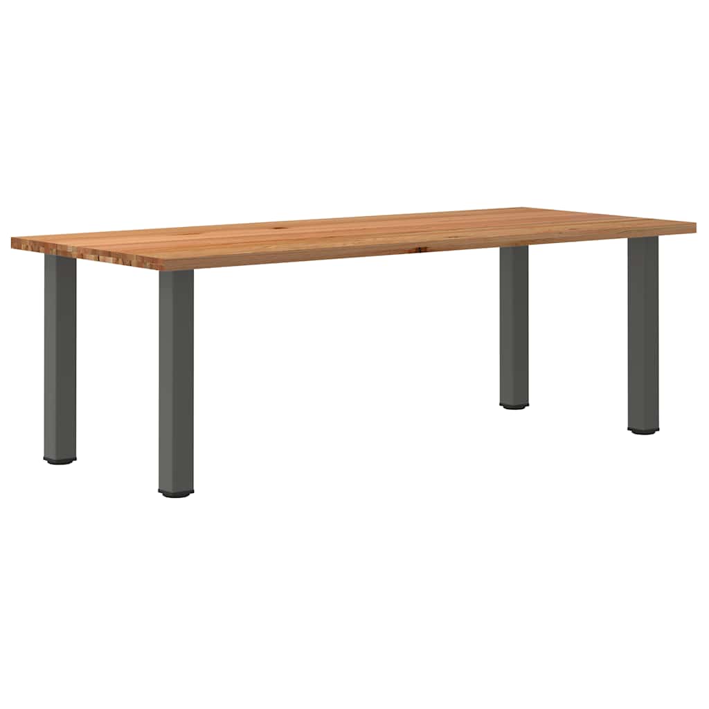 Eettafel Rechthoekig 180X120X74 Cm Massief Eikenhout Lichtbruin Antraciet