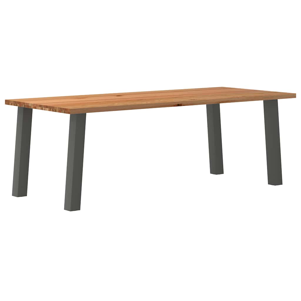 Eettafel Rechthoekig 180X120X74 Cm Massief Eikenhout Lichtbruin Antraciet