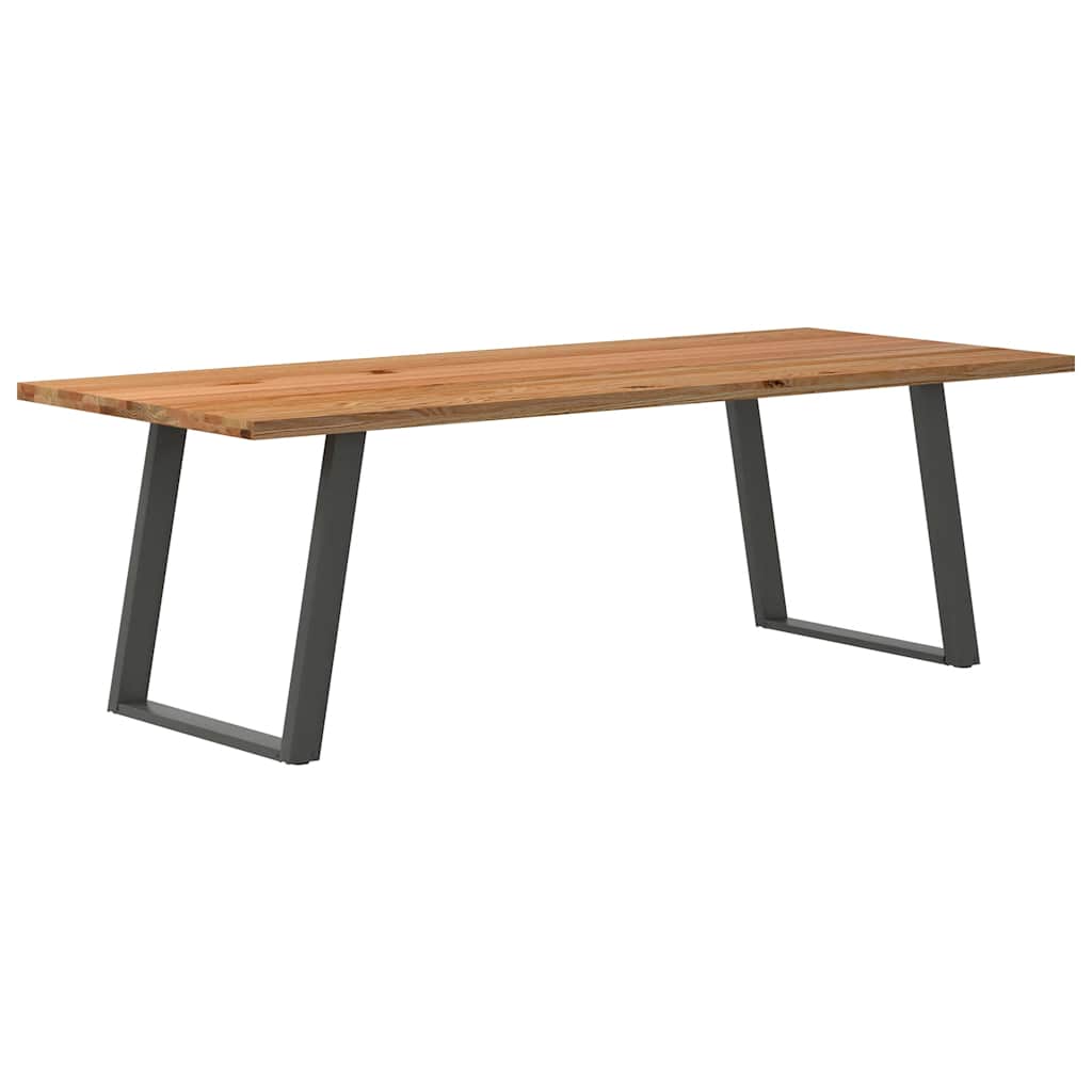 Eettafel Rechthoekig 180X120X74 Cm Massief Eikenhout Lichtbruin Antraciet