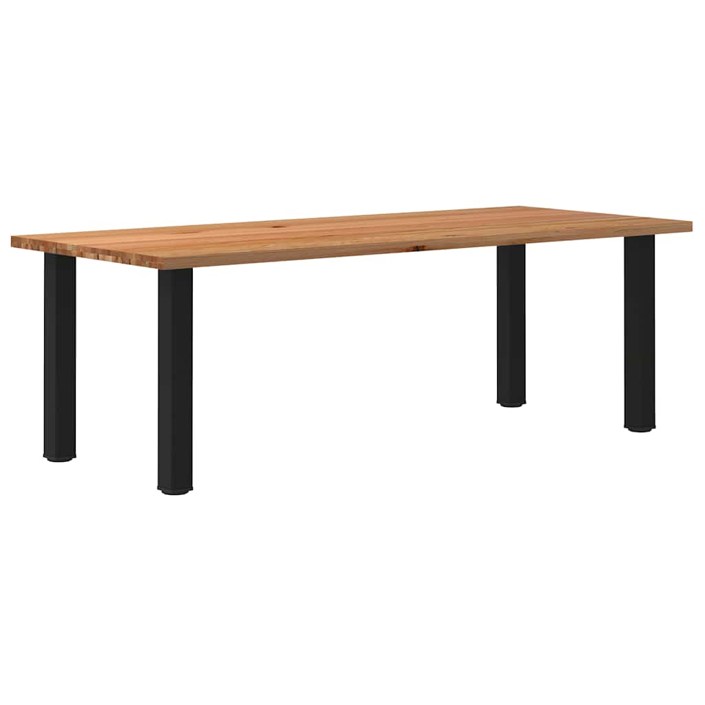 Eettafel Rechthoekig 180X120X74 Cm Massief Eikenhout Lichtbruin Zwart