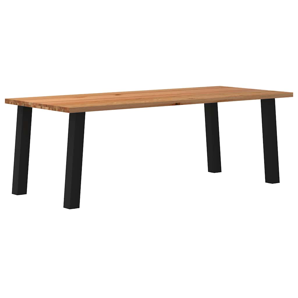 Eettafel Rechthoekig 180X120X74 Cm Massief Eikenhout Lichtbruin Zwart