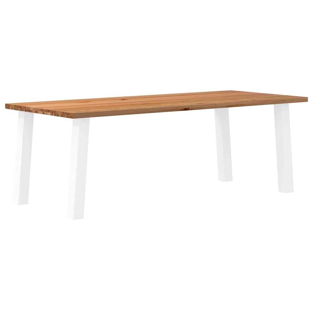 Eettafel Rechthoekig 180X120X74 Cm Massief Eikenhout Lichtbruin Wit