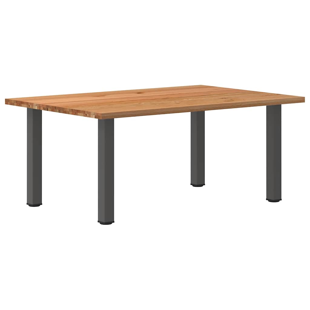 Eettafel Rechthoekig 180X120X74 Cm Massief Eikenhout Lichtbruin Antraciet