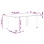 Eettafel Rechthoekig 180X120X74 Cm Massief Eikenhout Lichtbruin Antraciet