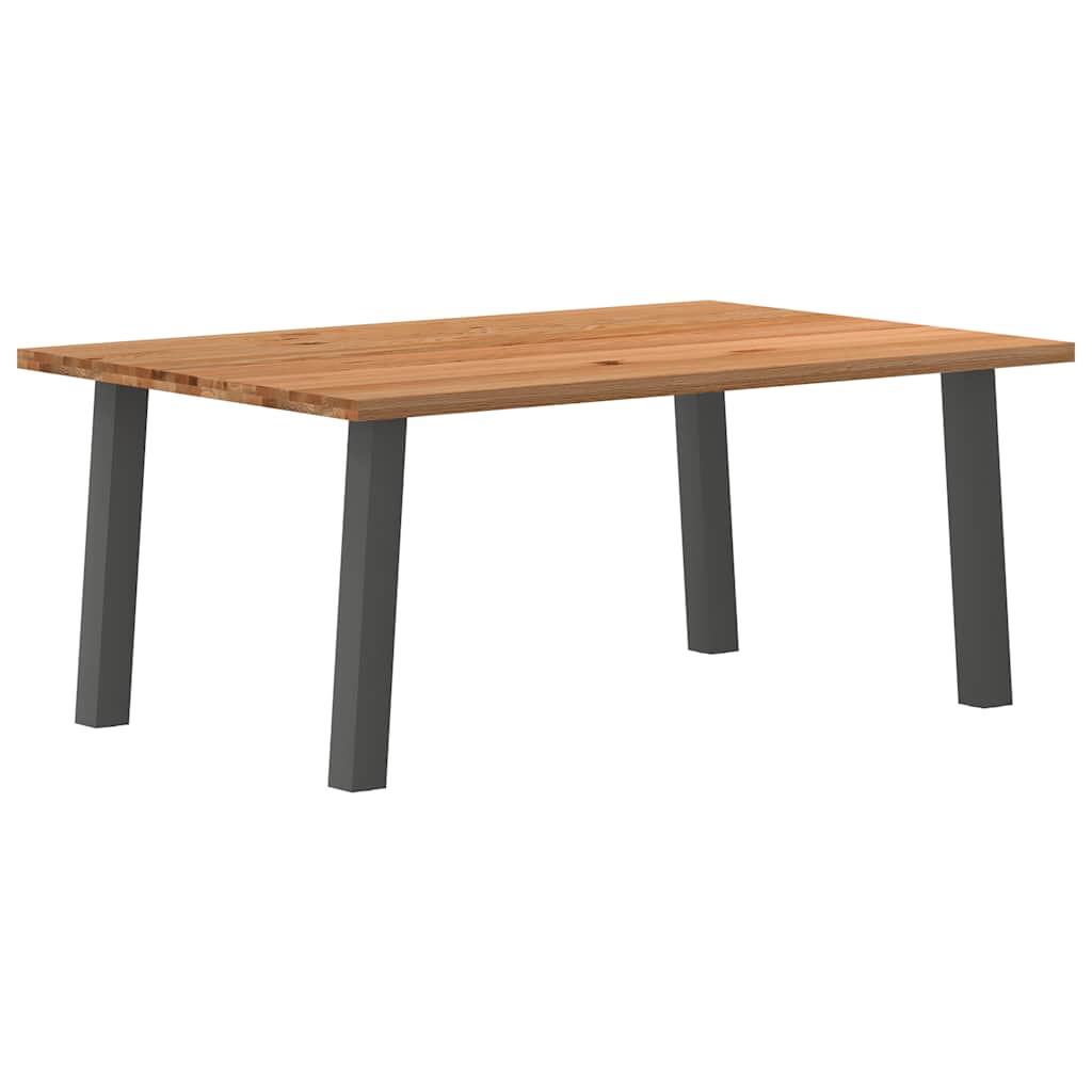 Eettafel Rechthoekig 180X120X74 Cm Massief Eikenhout Lichtbruin Antraciet