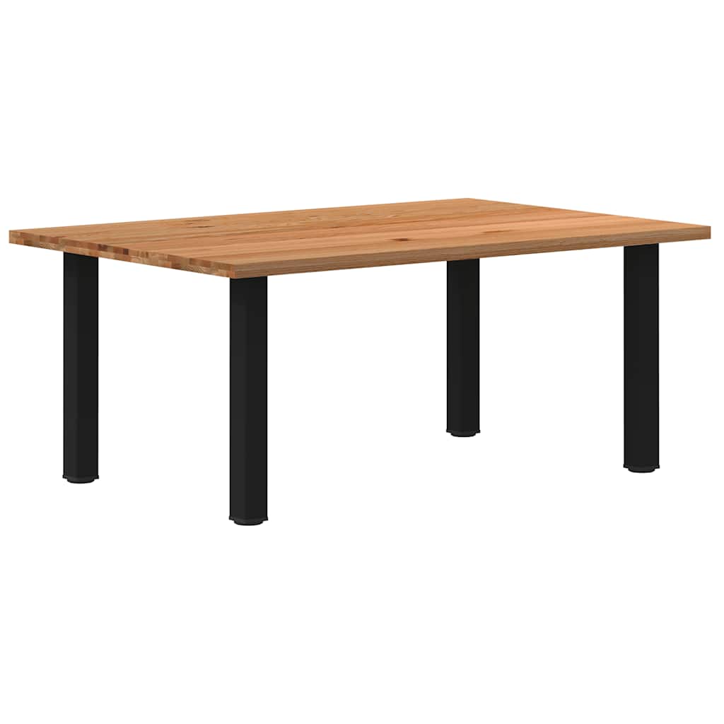 Eettafel Rechthoekig 180X120X74 Cm Massief Eikenhout Lichtbruin Zwart