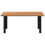 Eettafel Rechthoekig 180X120X74 Cm Massief Eikenhout Lichtbruin Zwart