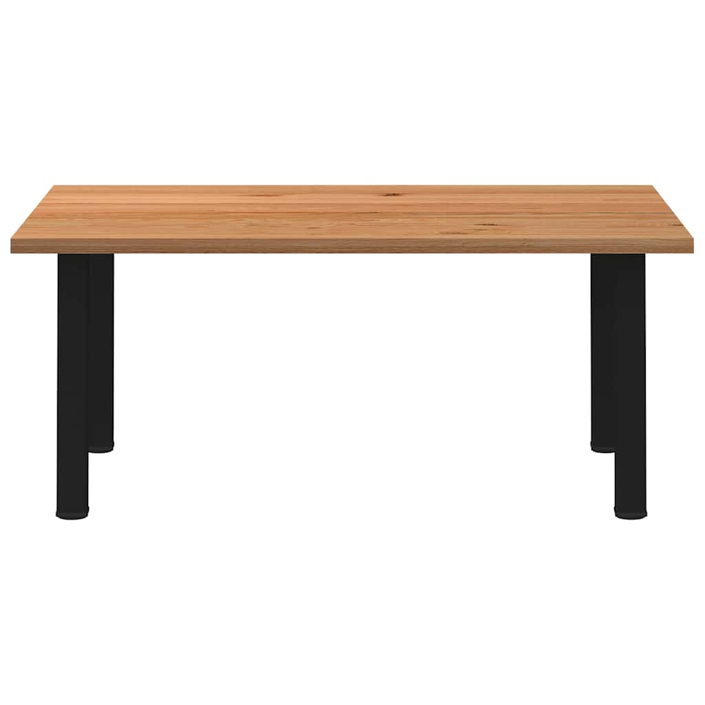 Eettafel Rechthoekig 180X120X74 Cm Massief Eikenhout Lichtbruin Zwart