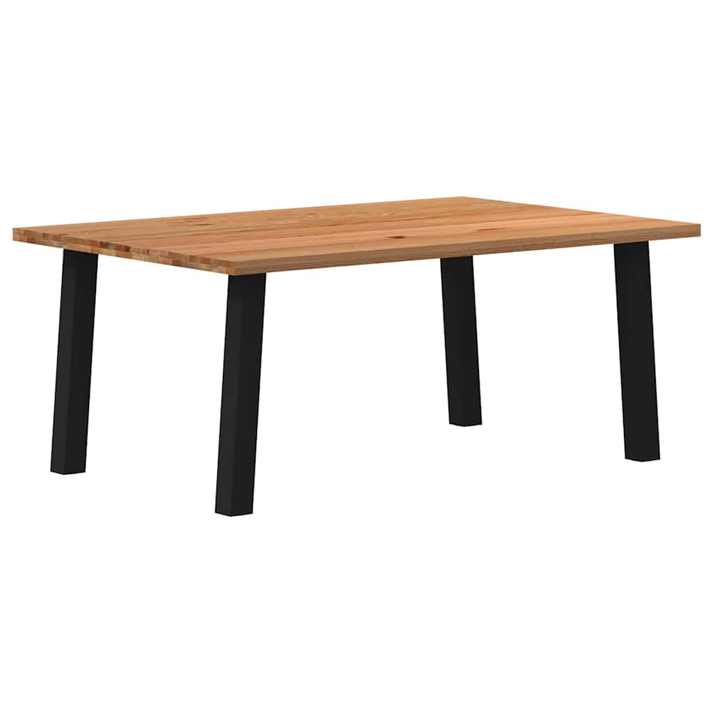 Eettafel Rechthoekig 180X120X74 Cm Massief Eikenhout Lichtbruin Zwart